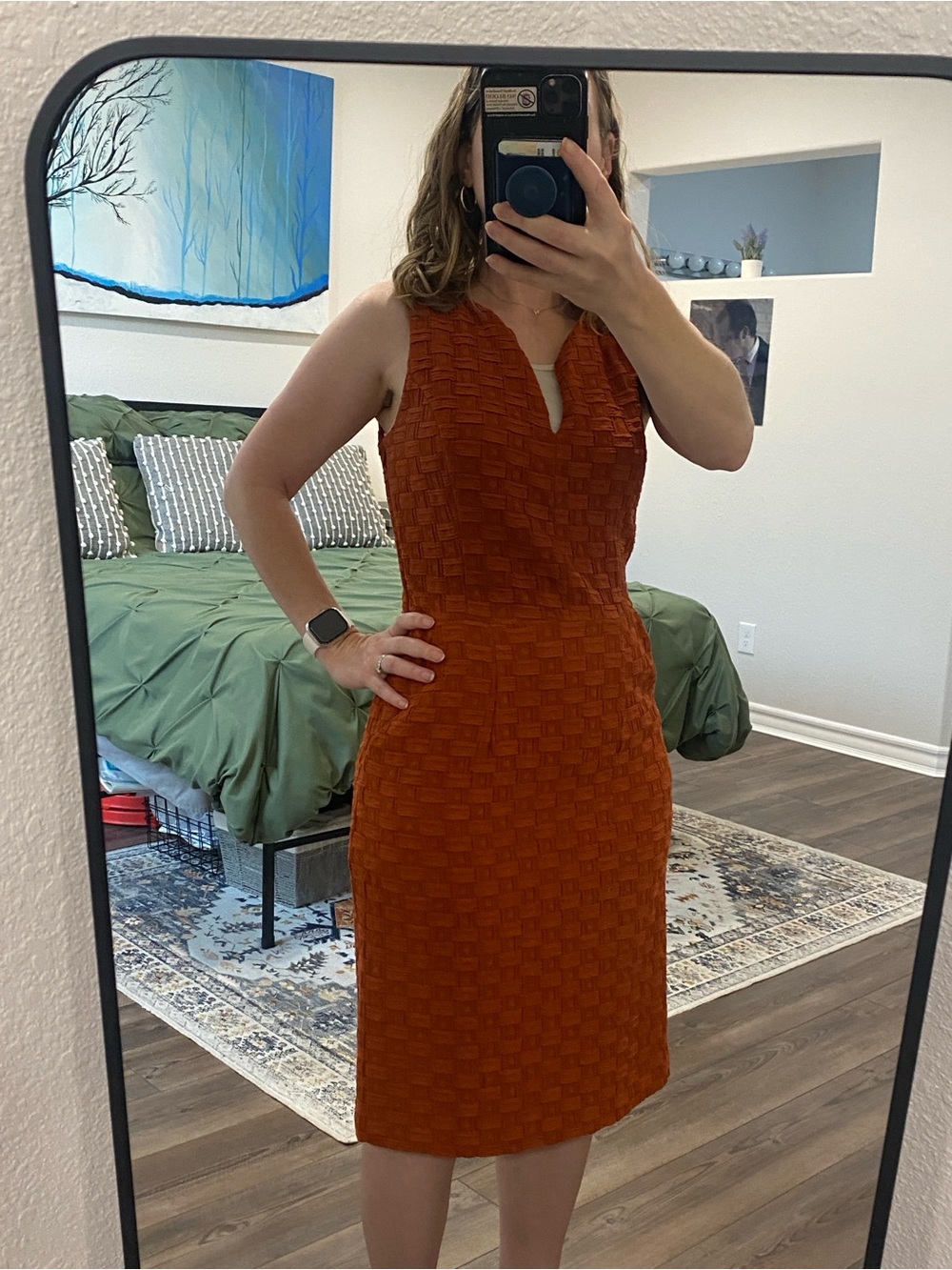 Tabitha Rust Textured Midi Sheath Dress